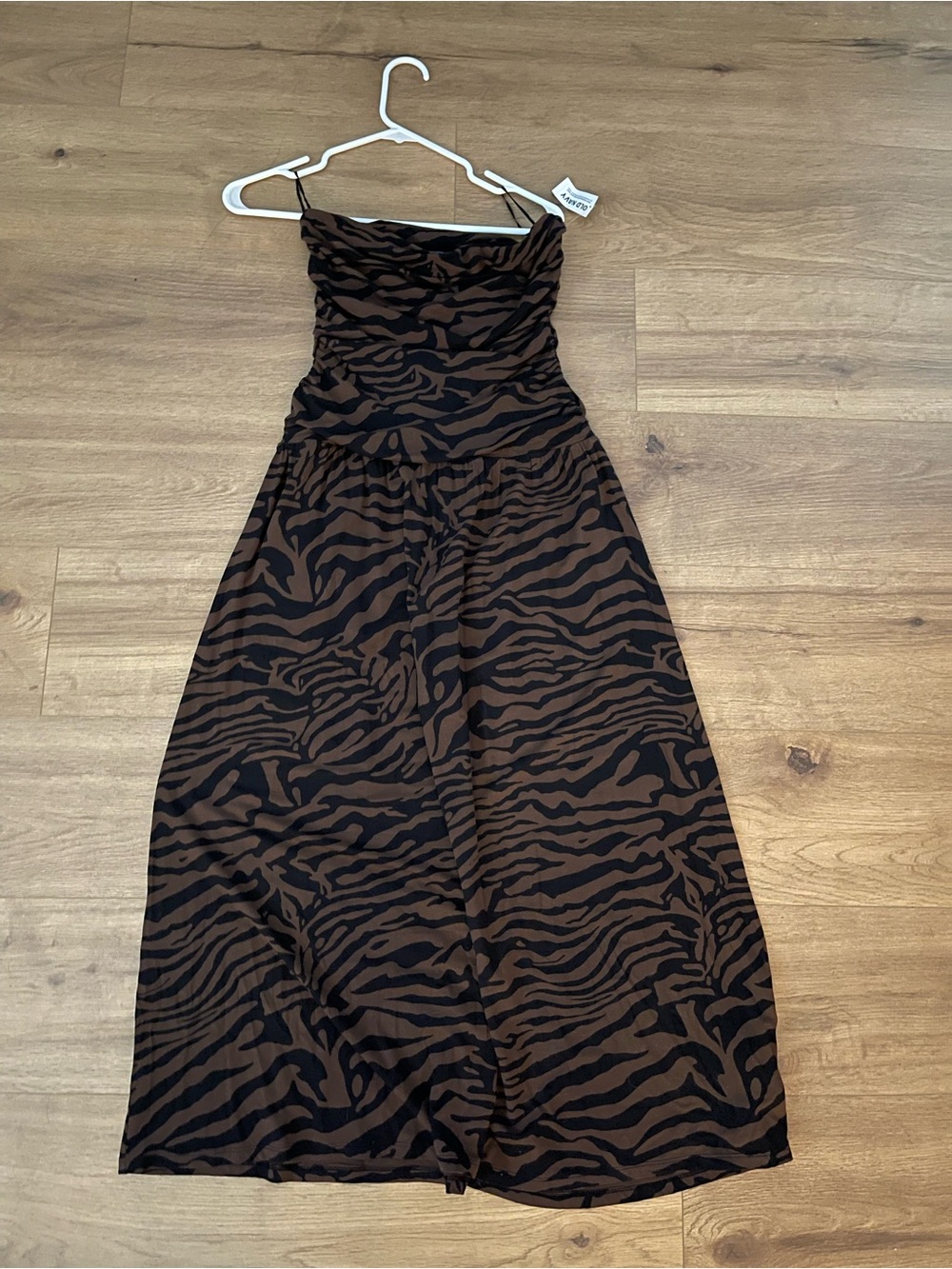 Old Navy Brown and Black Zebra-Print Strapless Dress